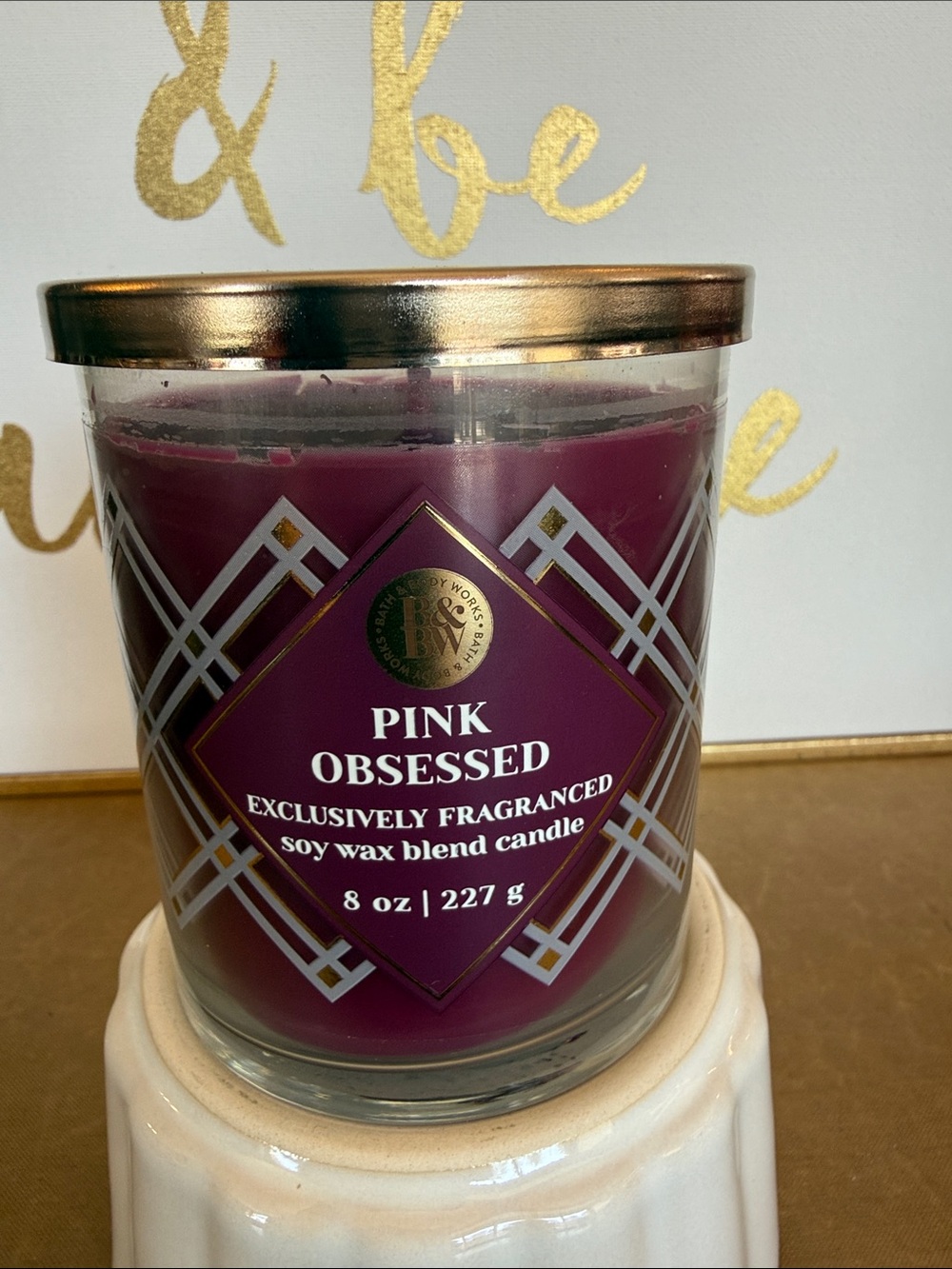 Bath & Body Works Pink Obsessed Candle with Gold Lid